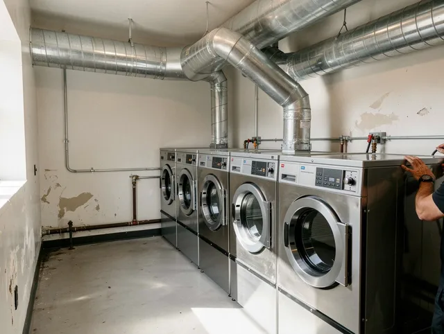 Northborough Dryer Vent Cleaning team performing large-scale commercial dryer vent cleaning in Northborough