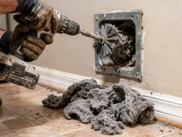 Certified Northborough Dryer Vent Cleaning technician performing dryer vent cleaning in Northborough